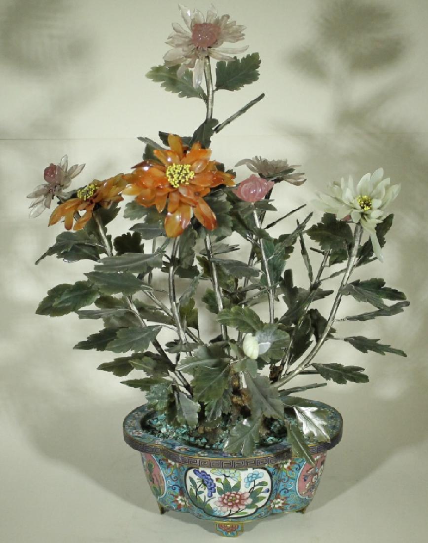 Cloisonne Pot /W Jade Tree (1 of 3)