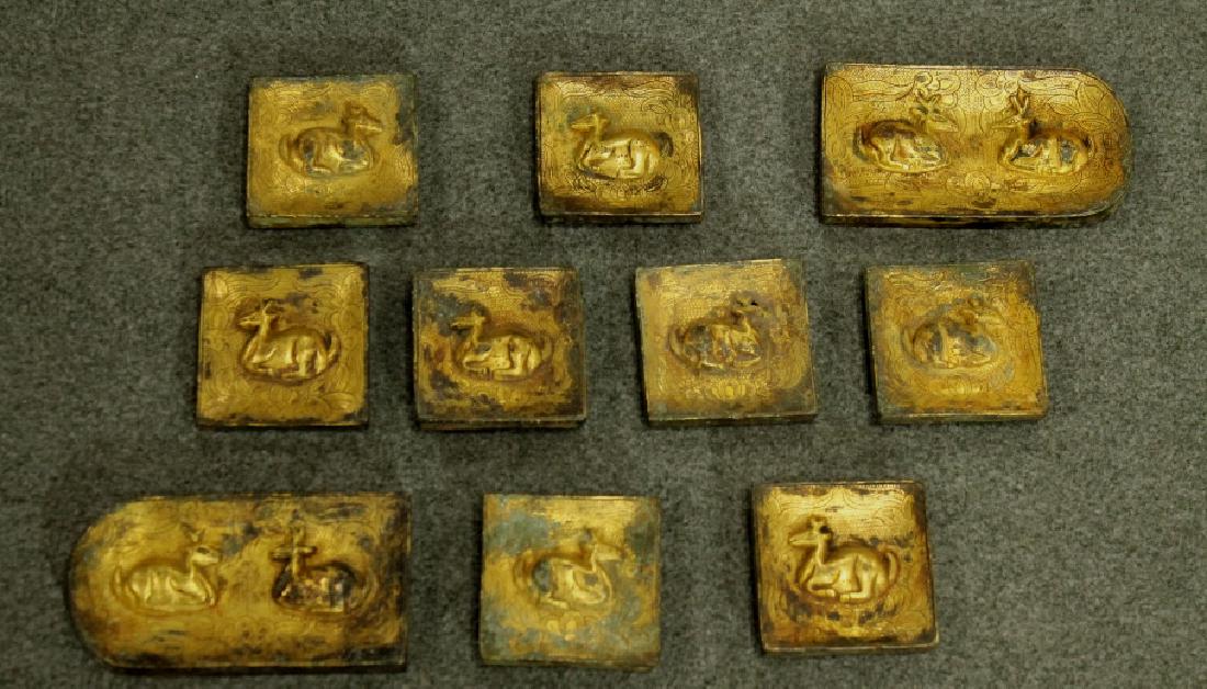 Han Dynasty Group of 10 Gilded Bronze Belt Hook (1 of 2)