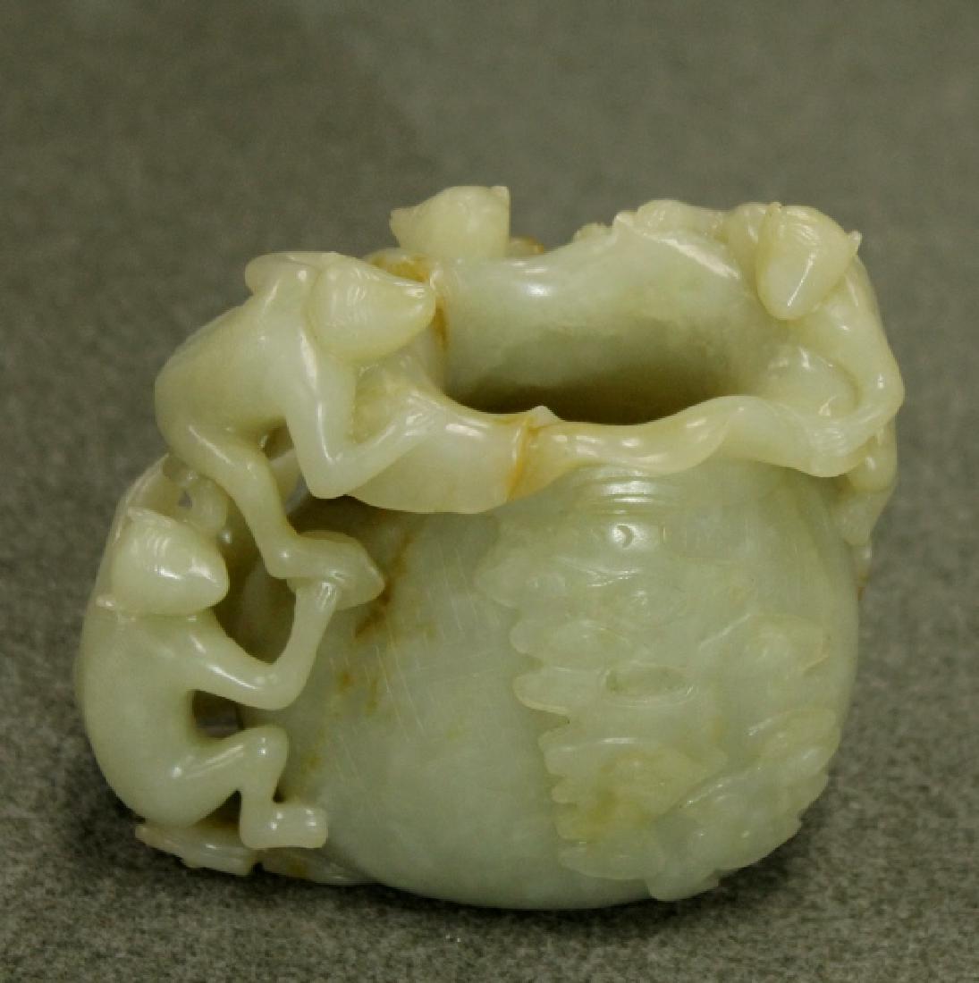 Qing Dynasty Jade Carving- Monkey -Dai Dai Hou: Size:4"H