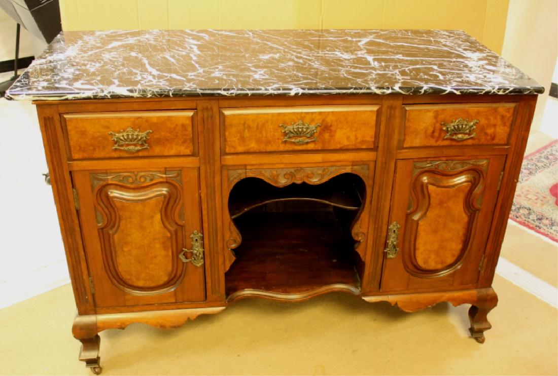 Wood Buffet with Marble Top - Marble Top Broken (1 of 4)