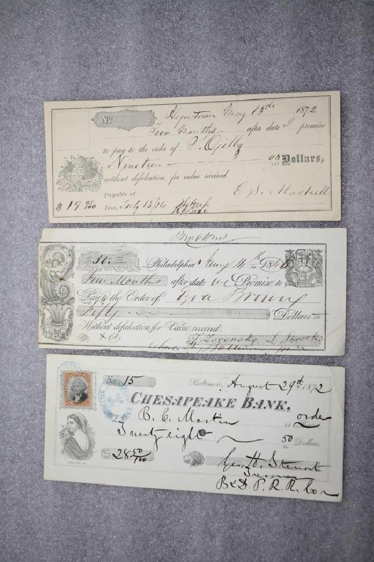 Lot of 3 Antique Handwritten Receipts from 19th c.