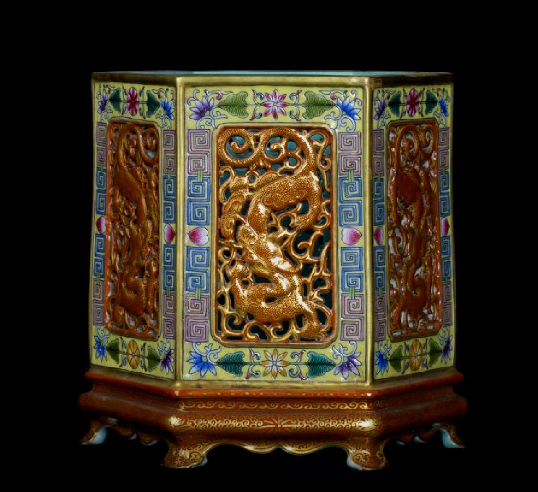 Chinese Hexagonal Porcelain Brush Holder (1 of 4)