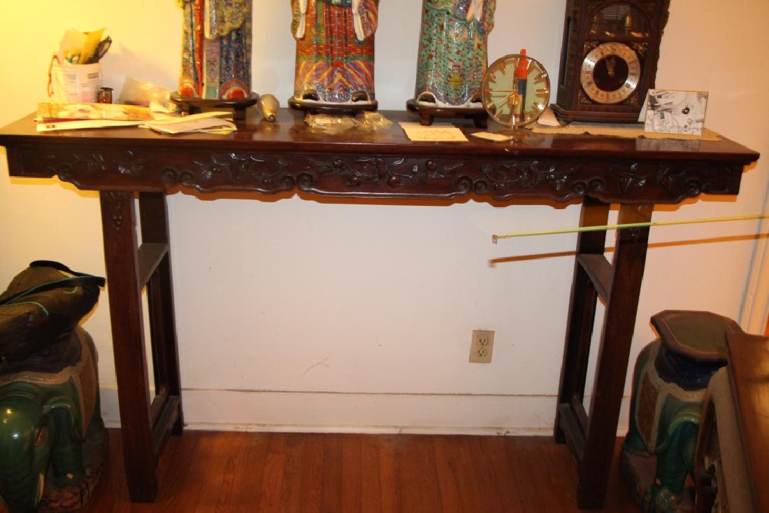 Carved Wood Long Table: Size: 16-1/2" x 71"