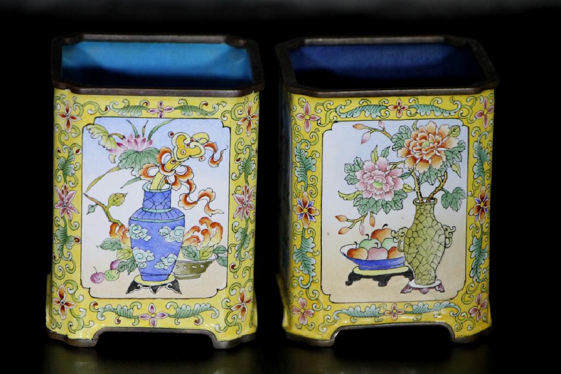 Pair Cloisonne Pen Holders -Qing Dynasty Qian Long (1 of 4)