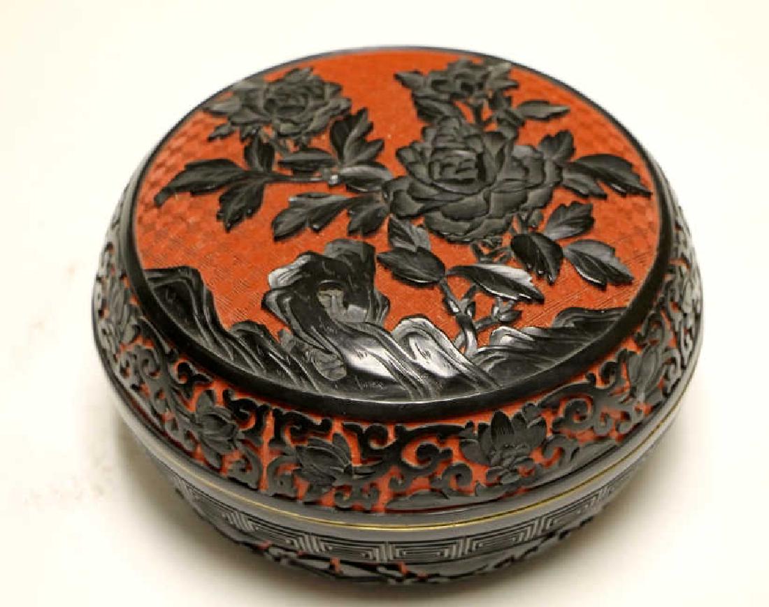 Chinese Carved Lacquer Box (1 of 2)