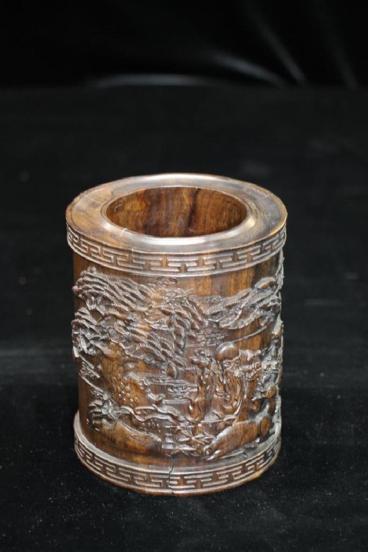 Wood Pen Holder: Size: 5" x 6"