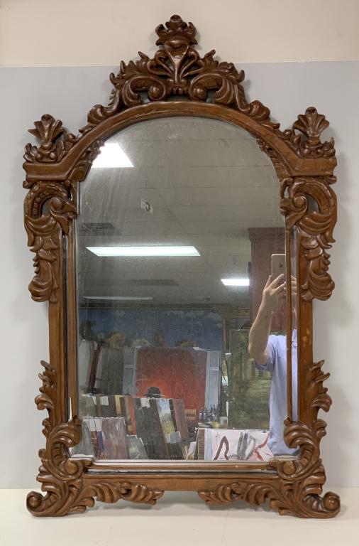 Framed Mirror: Size: 26" x 40' *All property is sold "AS IS". Neither Houston Antique Auction, nor the seller makes any warranty or representation with respect to the property, and they shall not be responsible for 