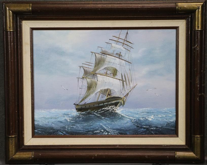Framed Oil Painting - Ship (1 of 2)