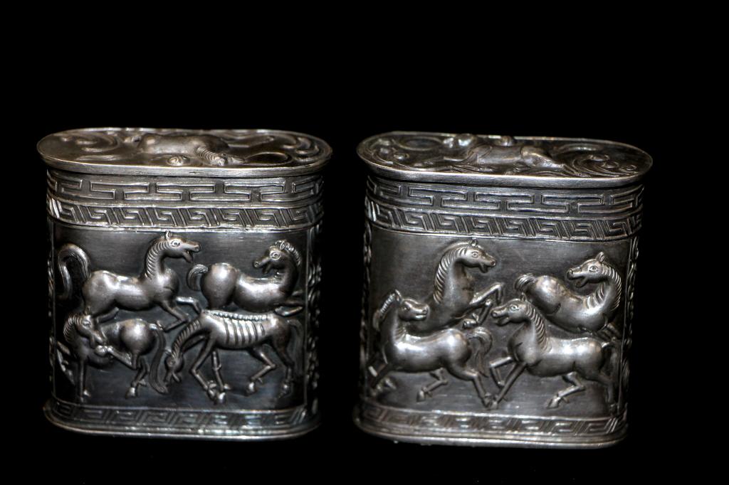 Lot of 2 Old Chinese Silver Boxes (1 of 3)