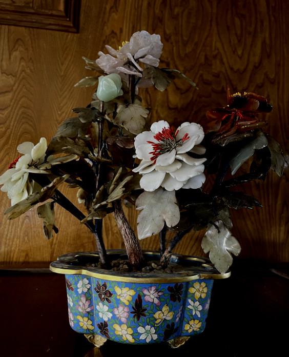 Jade Flowers/ Cloisonne Pots (1 of 4)