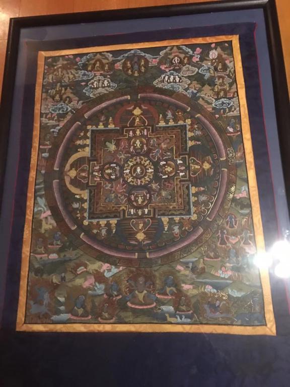 A Framed Tibetan Hand Painted Buddhist Thangka (1 of 4)