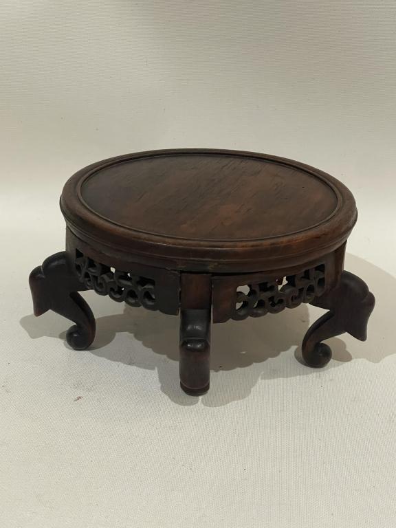 Carved Wood Round Stand (1 of 3)