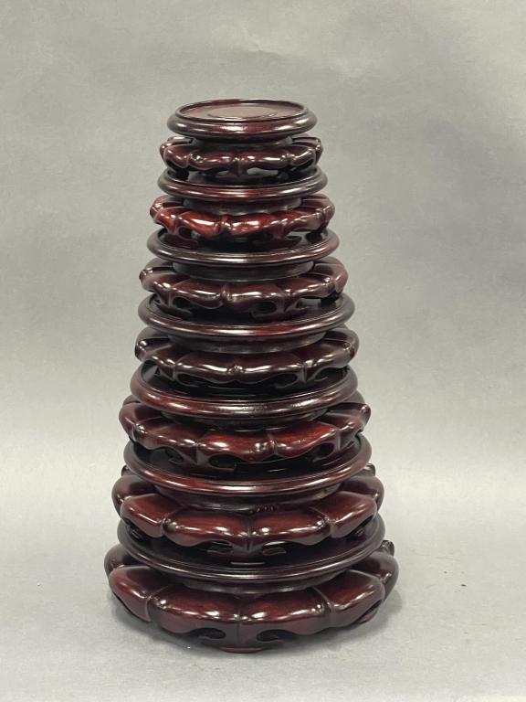 Carved Wood Round Stand (1 of 3)