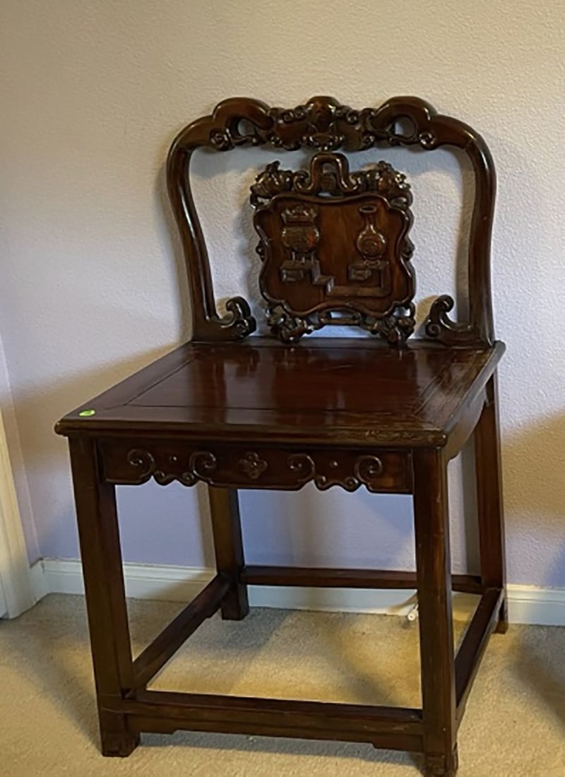 Carved Wooden Chair (1 of 1)