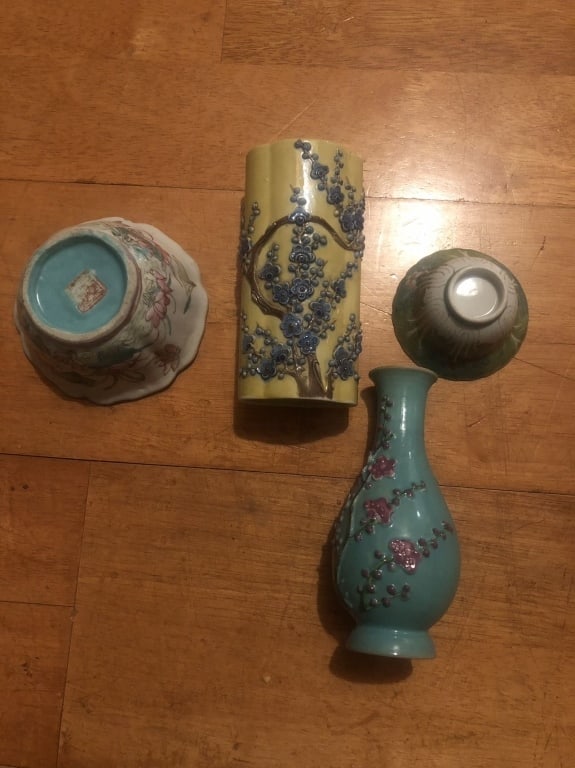 4 Piece Antique Chinese Porcelain Fencai Items (1 of 12)