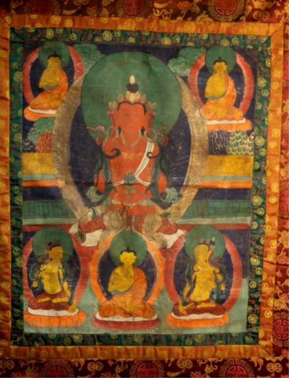 Chinese Thangka: A Chinese Buddhist Thangka . Size: 41"x32" Starting Bid: 100