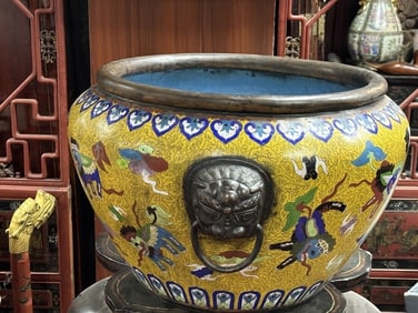 Large Antique Chinese Cloisonne Tub