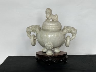 Antique Chinese White Jade Incense Burner