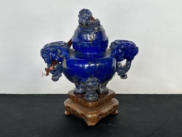 Antique Chinese Lapis Lazuli Incense Burner