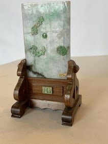 Chinese Jadite Carving with Stand
