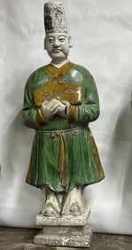 Antique Green Glaze Pottery Figure