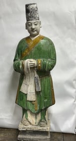 Antique Green Glaze Pottery Figure