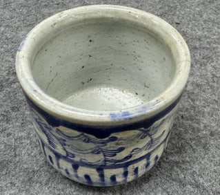 blue and white pastel porcelain jar