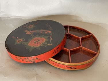 A Chinese Lacquered Painted 'flowers And Birds'