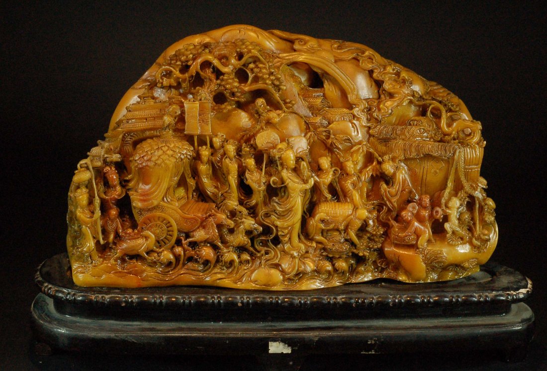 Large Highly Detailed Carved Soapstone on Base: Large Highly Detailed Carving on Base Size:L:15", H:11", L:4" with base Starting Bid: 150
