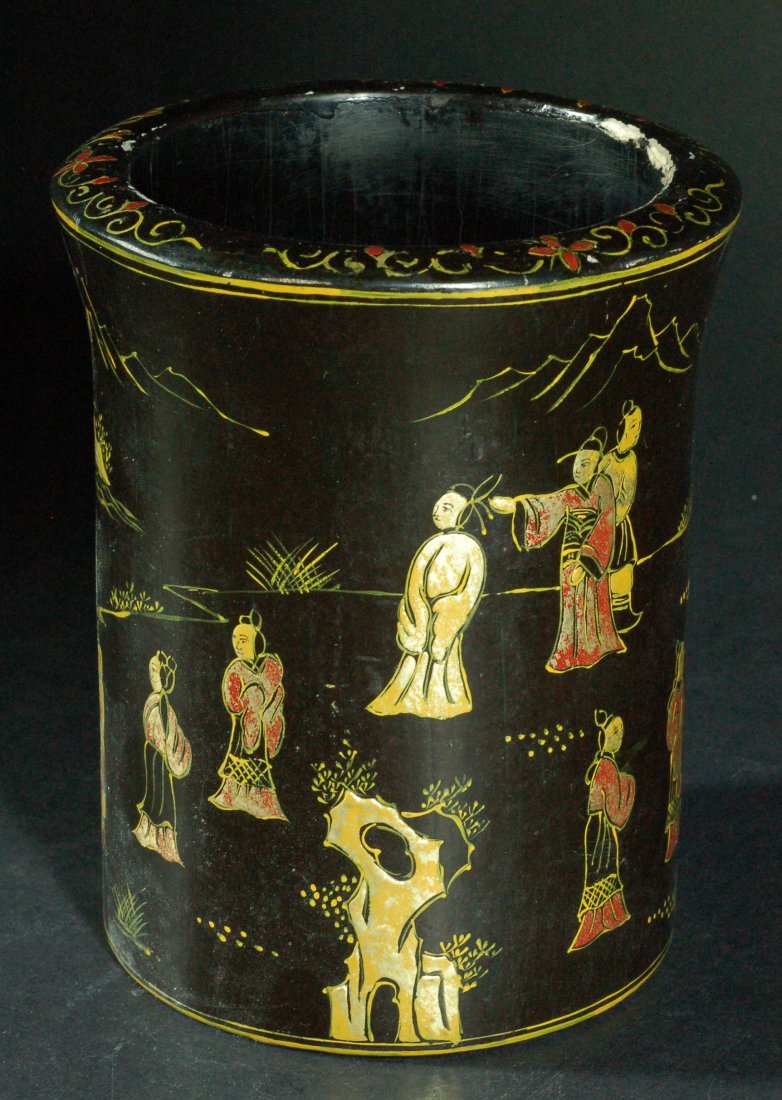 Lacquer Pen Holder: Lacquer Pen Holder Size:H: 7", D: 5 1/2" Starting Bid: 50