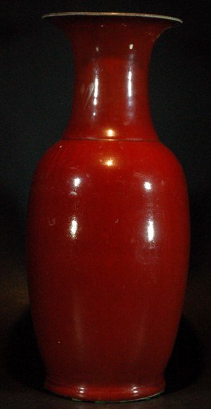 Chinese Sang de Bouf Glazed Vase: Size:H:23" Starting Bid: 75