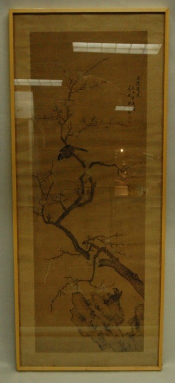 Old Chinese Framed Painting: Size: 55" x 23"