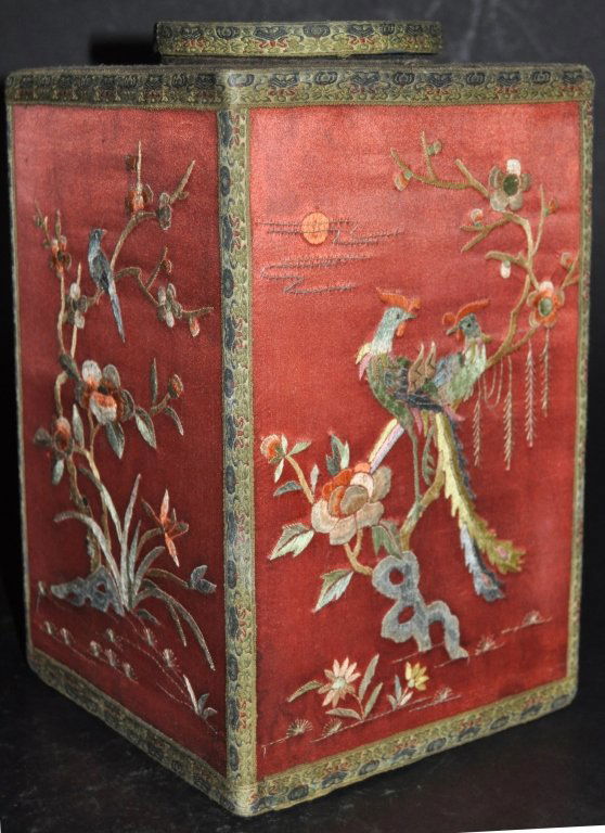 Chinese Embroidered Tea Caddy (1 of 1)