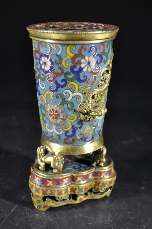 Chinese Cloisonne Over Bronze Pen Holder (1 of 2)