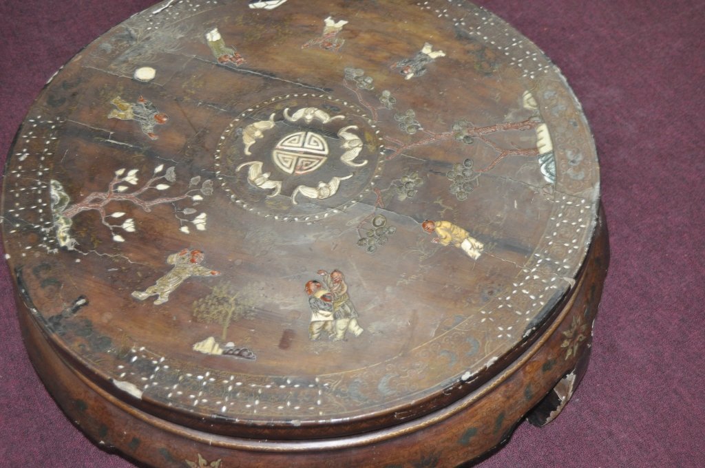 Chinese Carved and Inlaid Wood Table (1 of 5)