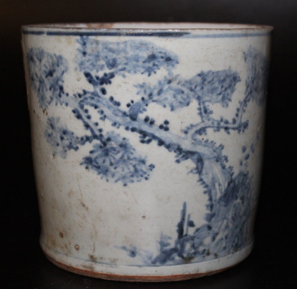 Antique Chinese B&W Brushpot (1 of 3)
