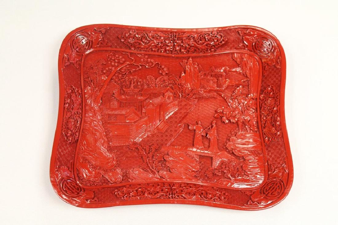 Large Carved Lacquer Tray (1 of 2)