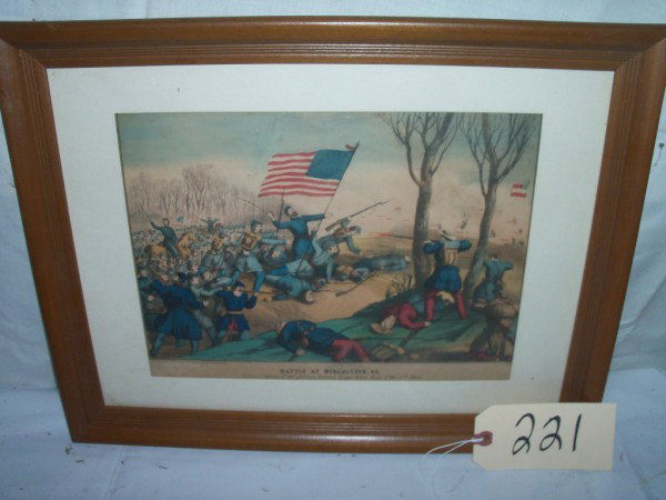 Battle at Winchester, VA civil war, Gibson Cincinn: Battle at Winchester, VA civil war, Gibson Cincinnatti, framed 18"x14"
