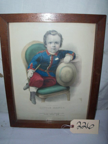 Little Manly Currier & Ives, Young Folks Gem, Mag : Little Manly Currier & Ives, Young Folks Gem, Mag Adv., framed 14x18