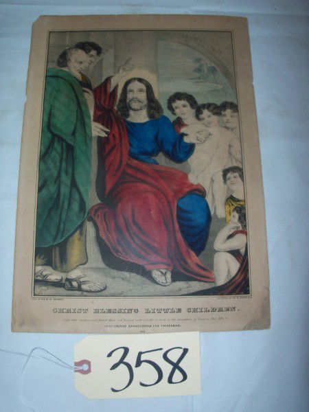 unfr., "Crhist Blessing Little Children" N. Currie: unfr., "Crhist Blessing Little Children" N. Currier, print 8 1/2"x11 1/2", seated