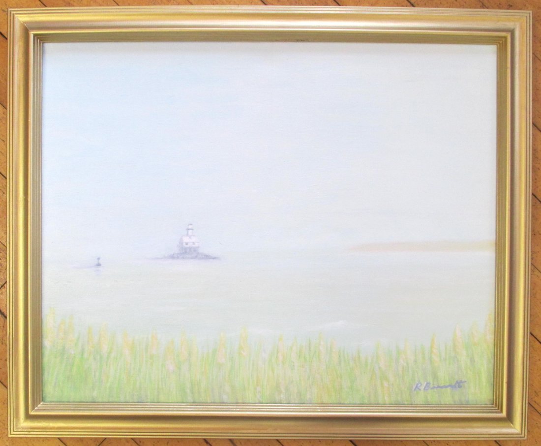 Robert Barratt (20th-21st c.), "Evening on Gardiner's: Robert Barratt (20th-21st c.), "Evening on Gardiner's Bay, Long Island," oil on canvas, measures 16 x 20 inches, signed lower right. CONDITION: Good. Barratt paints one painting each year which is sub