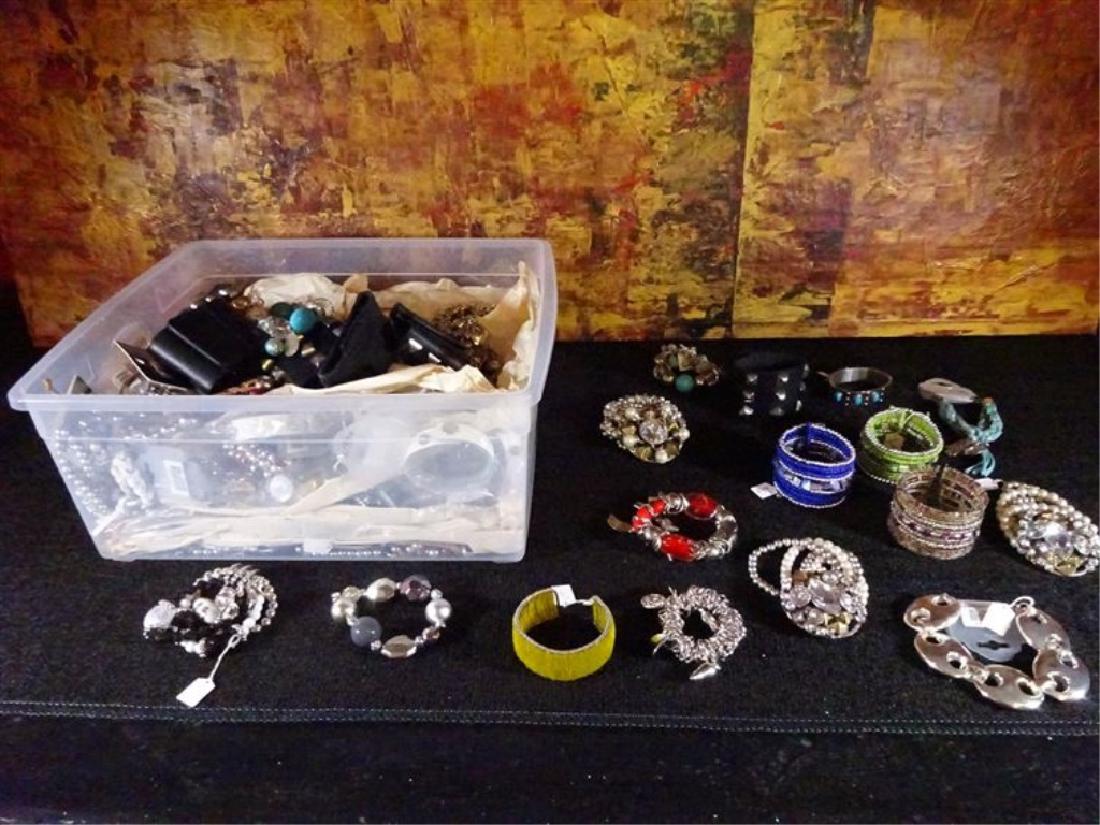 BOX LOT NEW COSTUME JEWELRY, BRACELETS AND CUFFS WITH (1 of 7)