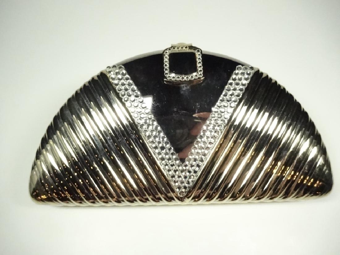 ART DECO STYLE METAL EVENING BAG / PURSE, GOLD & SILVER (1 of 7)