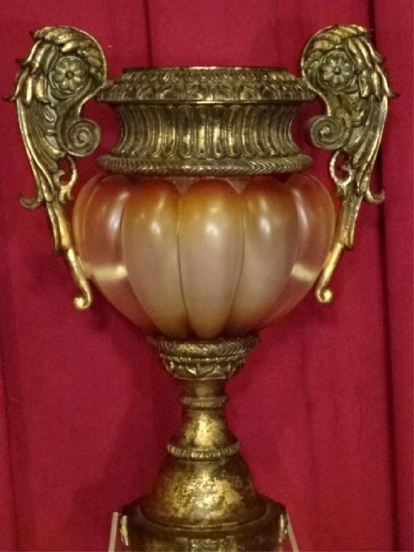 LARGE DECORATIVE URN, GOLD FINISH COMPOSITE WITH (1 of 6)