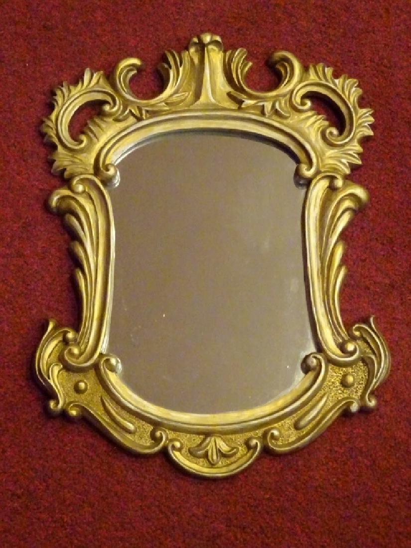 SMALL ROCOCO GILT WOOD MIRROR, SILVERY GOLD FINISH, (1 of 4)