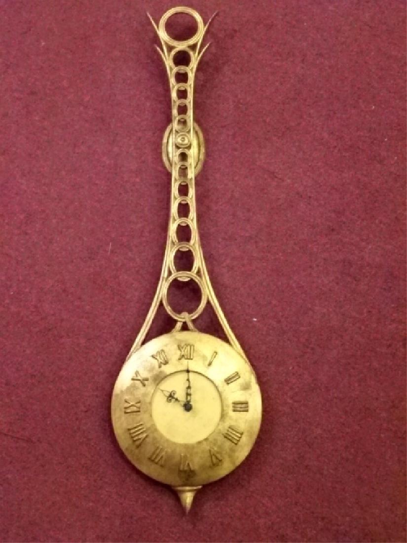 METAL WALL CLOCK, GOLD FINISH, BATTERY OPERATED, VERY (1 of 3)