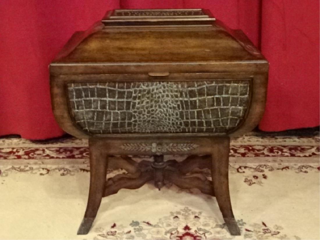 MAITLAND SMITH WOOD CHEST, FAUX ALLIGATOR EMBOSSED (1 of 6)