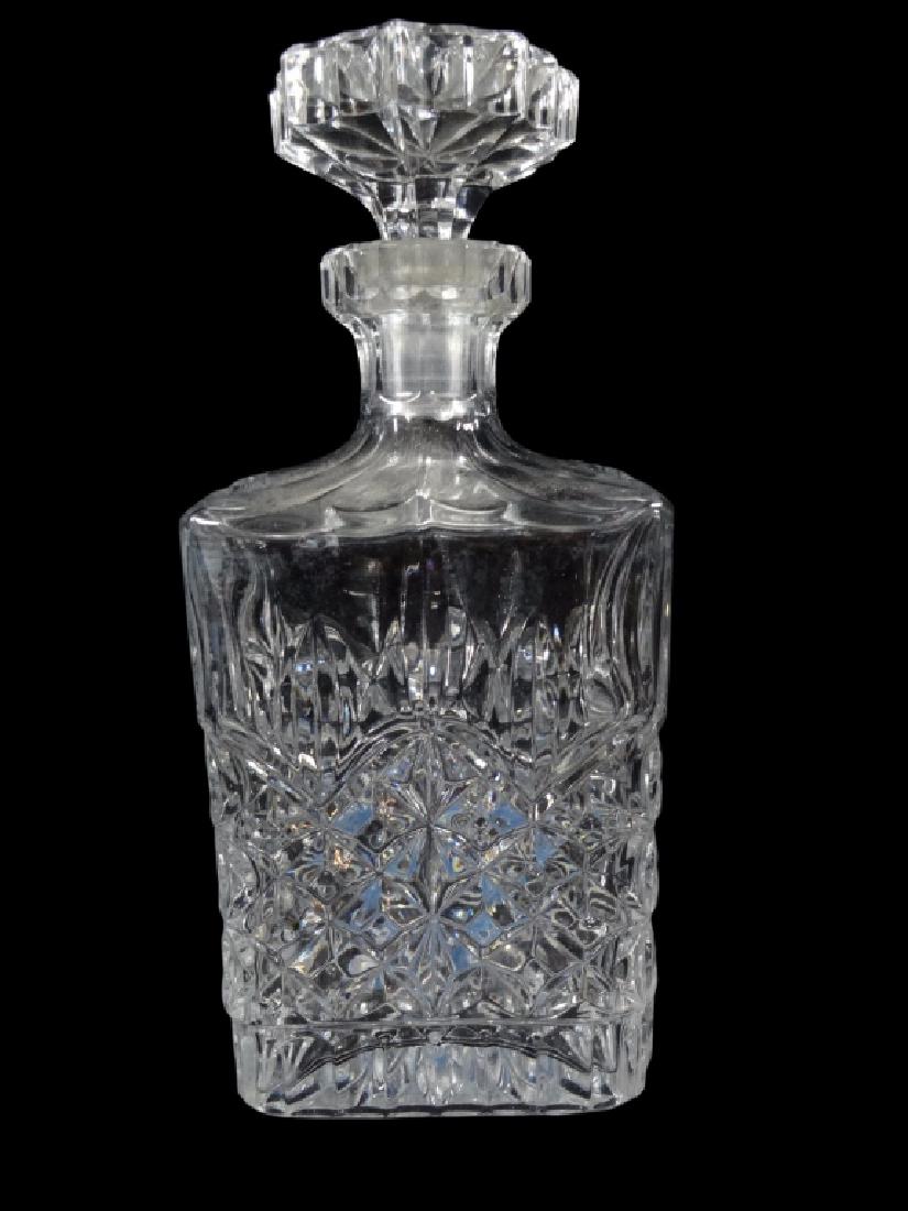 SQUARE CRYSTAL DECANTER, APPROX 9"H (1 of 3)