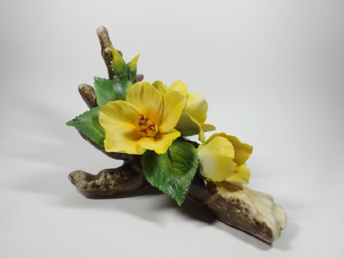 CAPODIMONTE PORCELAIN FLOWERS, YELLOW HIBISCUS, APPROX (1 of 4)