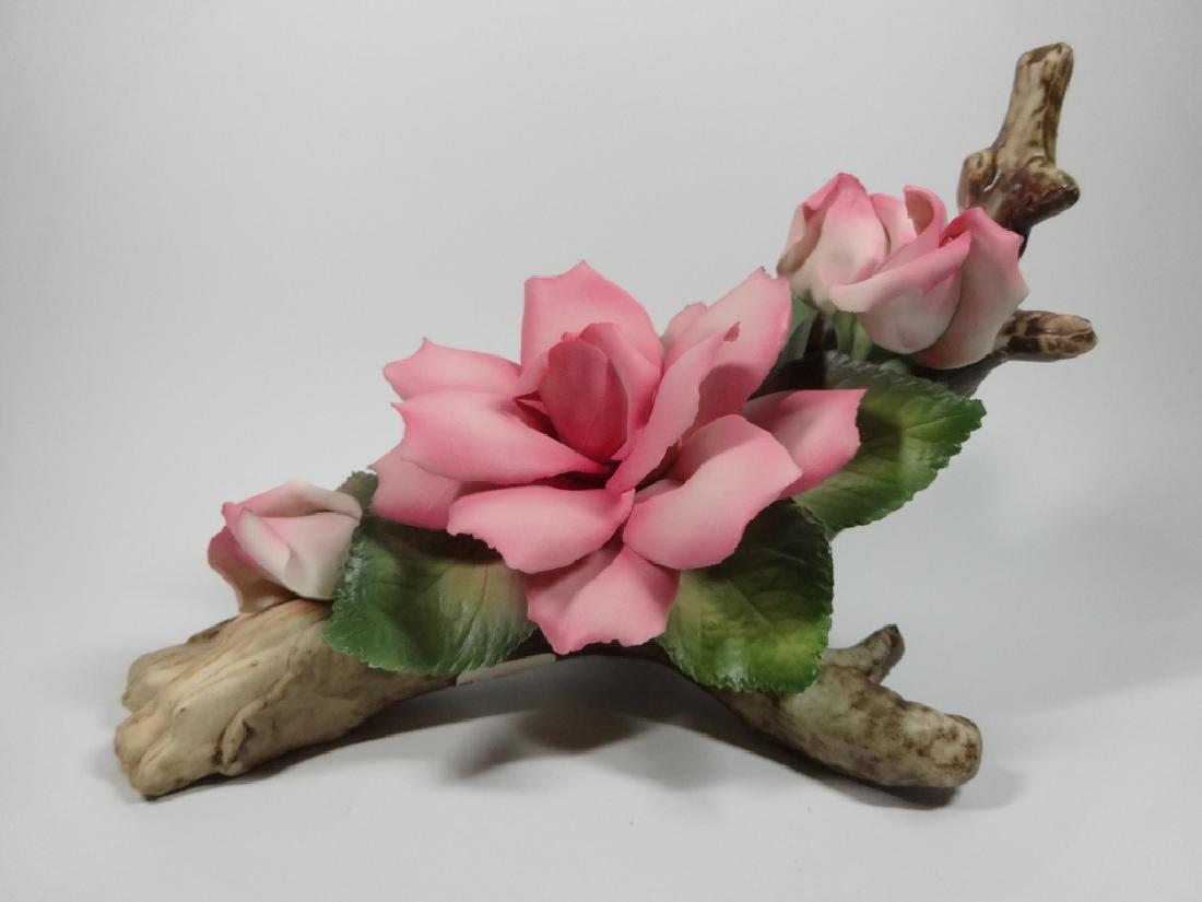 CAPODIMONTE PORCELAIN FLOWERS, PINK ROSES, MARKED (1 of 5)